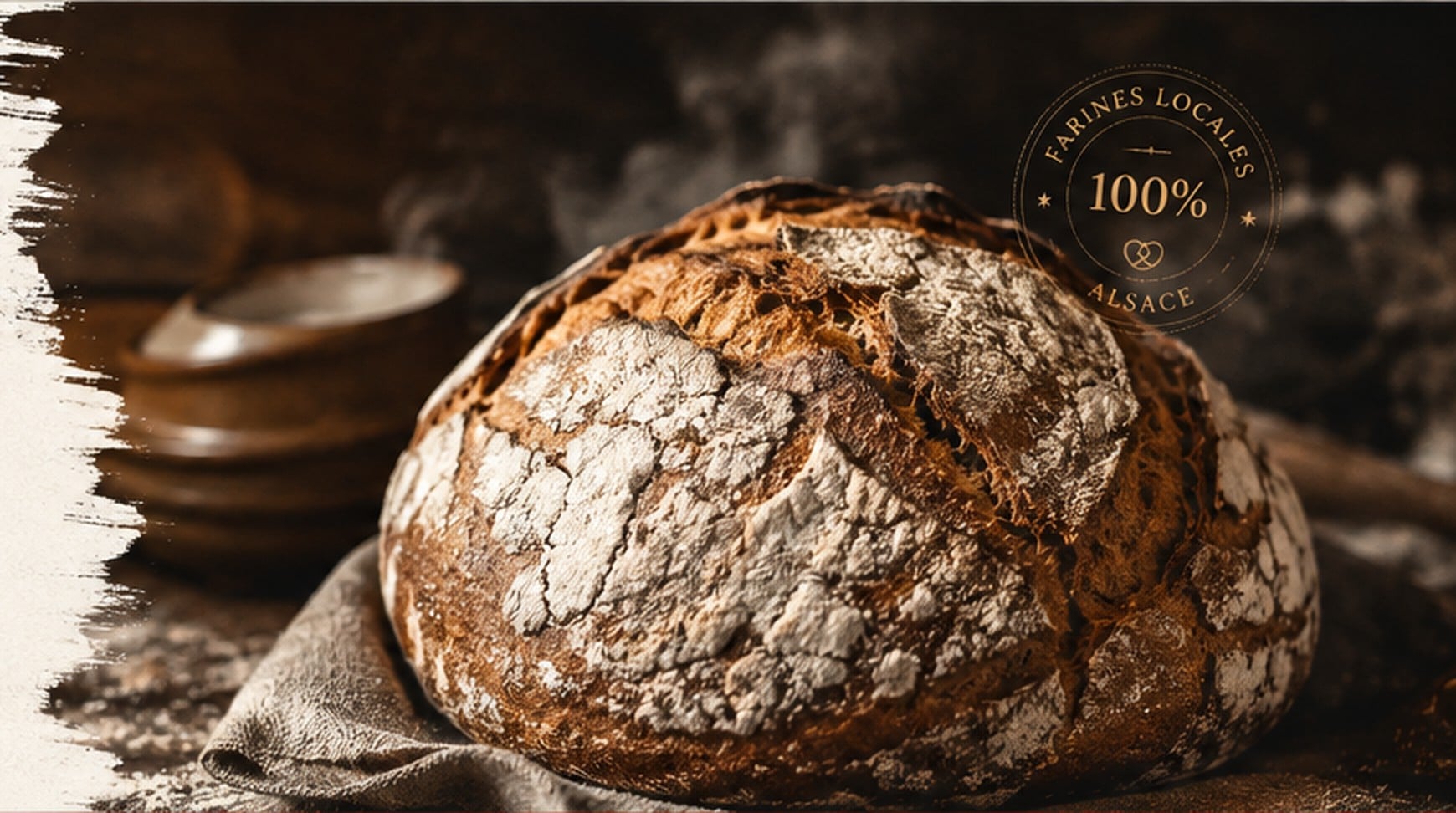 Miche de pain au levain alsacien sortie du four